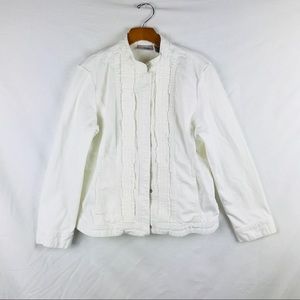 💵 Chico’s Platinum White Denim Long Sleeve Jacket